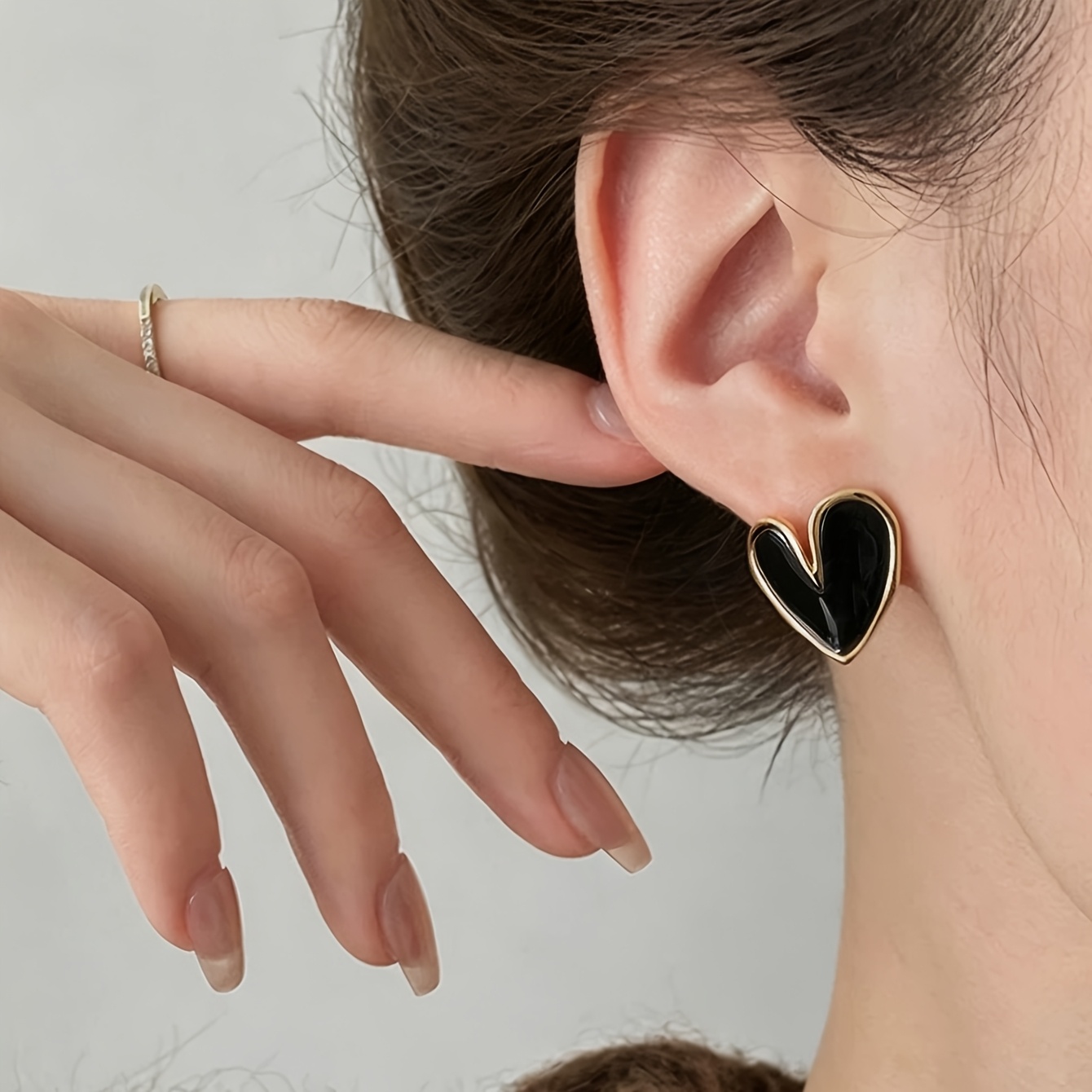 3 Pairs French Retro Geometric Heart Stud Earrings Set